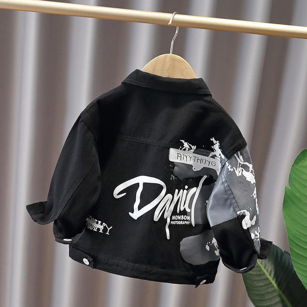 Fried Street Baby Denim Jacket Wearing Trendy Outside - Bay Buy Shopping