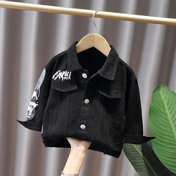 Fried Street Baby Denim Jacket Wearing Trendy Outside - Bay Buy Shopping