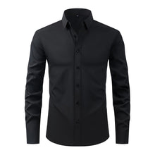 Full Elastic Force Natural Color Button Men's Plus Size Shirt - Bay Buy Shopping