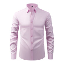 Full Elastic Force Natural Color Button Men's Plus Size Shirt - Bay Buy Shopping