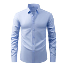 Full Elastic Force Natural Color Button Men's Plus Size Shirt - Bay Buy Shopping