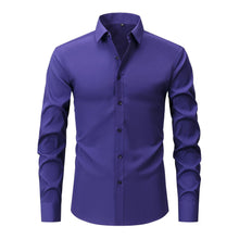 Full Elastic Force Natural Color Button Men's Plus Size Shirt - Bay Buy Shopping
