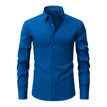 Full Elastic Force Natural Color Button Men's Plus Size Shirt - Bay Buy Shopping