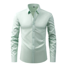 Full Elastic Force Natural Color Button Men's Plus Size Shirt - Bay Buy Shopping