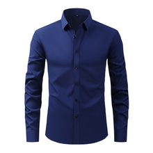 Full Elastic Force Natural Color Button Men's Plus Size Shirt - Bay Buy Shopping