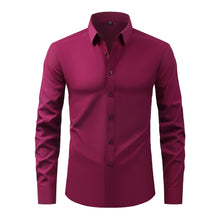 Full Elastic Force Natural Color Button Men's Plus Size Shirt - Bay Buy Shopping