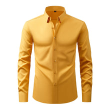 Full Elastic Force Natural Color Button Men's Plus Size Shirt - Bay Buy Shopping
