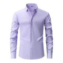 Full Elastic Force Natural Color Button Men's Plus Size Shirt - Bay Buy Shopping