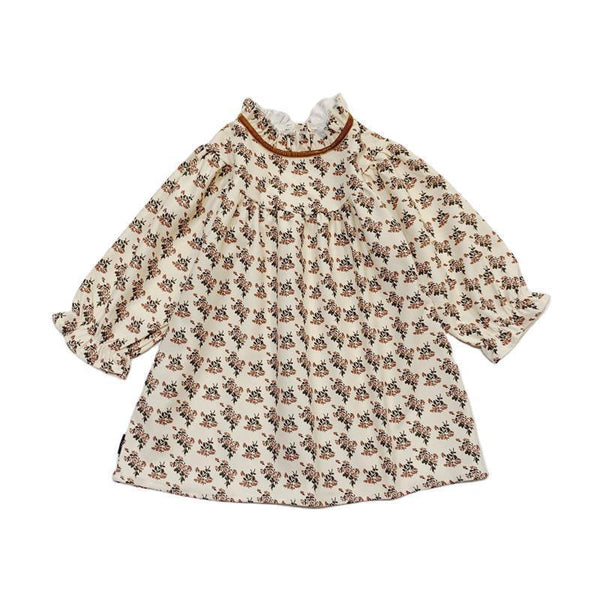 Girls' Floral Dress With Wooden Ears And Long - sleeved Children's Skirt - Bay Buy Shopping