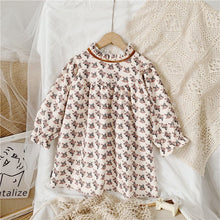 Girls' Floral Dress With Wooden Ears And Long - sleeved Children's Skirt - Bay Buy Shopping