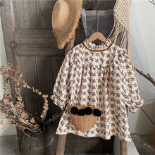 Girls' Floral Dress With Wooden Ears And Long - sleeved Children's Skirt - Bay Buy Shopping