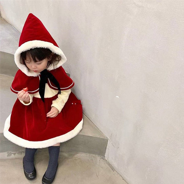 Girls' Korean Style Fleece Patchwork Dress - Bay Buy Shopping