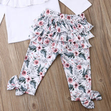 Girls' Lace Blouse With Multi - layer Printing Trousers And Flower Head Suit - Bay Buy Shopping
