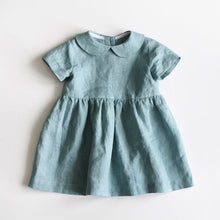 Girls' Linen Doll Collar Short Sleeve Dress - Bay Buy Shopping