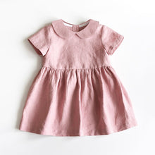 Girls' Linen Doll Collar Short Sleeve Dress - Bay Buy Shopping