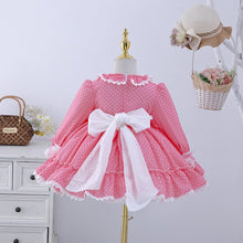 Girls Long Sleeve Dress Lace Flower Bow Princess Dress - Bay Buy Shopping