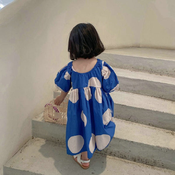 Girls' Skirt Big Polka Dot Puff Sleeve Dress - Bay Buy Shopping
