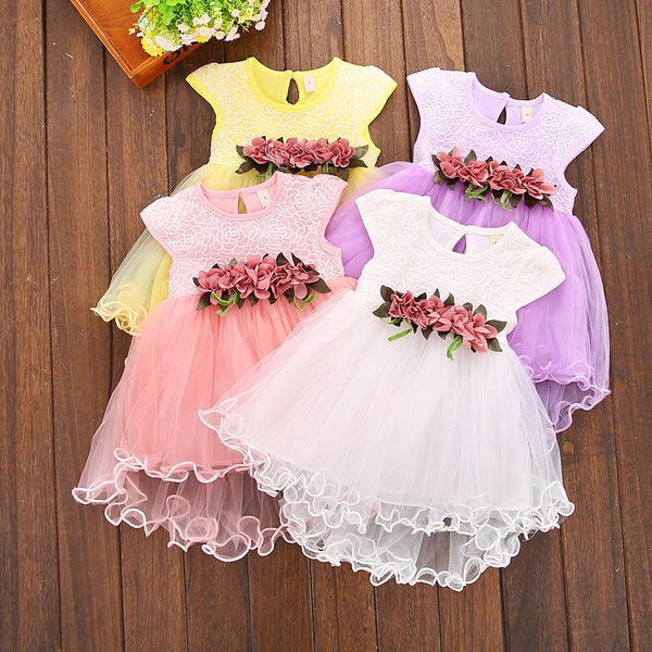 Girls' Skirt Cotton Skirt Solid Color Four Flower Dress - Bay Buy Shopping