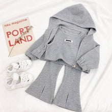Girls' Sports Children's Western Style Net Red Split Flared Pants Hooded Jacket Autumn - Bay Buy Shopping