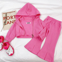 Girls' Sports Children's Western Style Net Red Split Flared Pants Hooded Jacket Autumn - Bay Buy Shopping