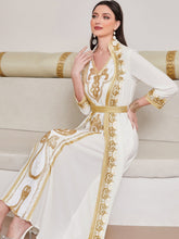 Gold Lace Sequined Embroidered Pearl Embroidery Dress - Bay Buy Shopping