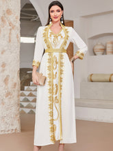Gold Lace Sequined Embroidered Pearl Embroidery Dress - Bay Buy Shopping
