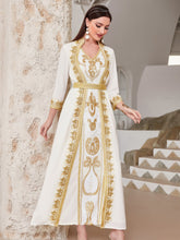 Gold Lace Sequined Embroidered Pearl Embroidery Dress - Bay Buy Shopping