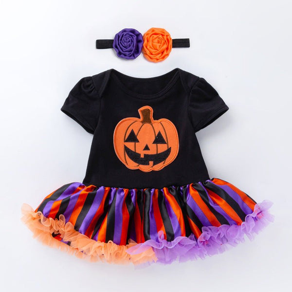 Halloween Pumpkin Short Sleeve Romper - Bay Buy Shopping