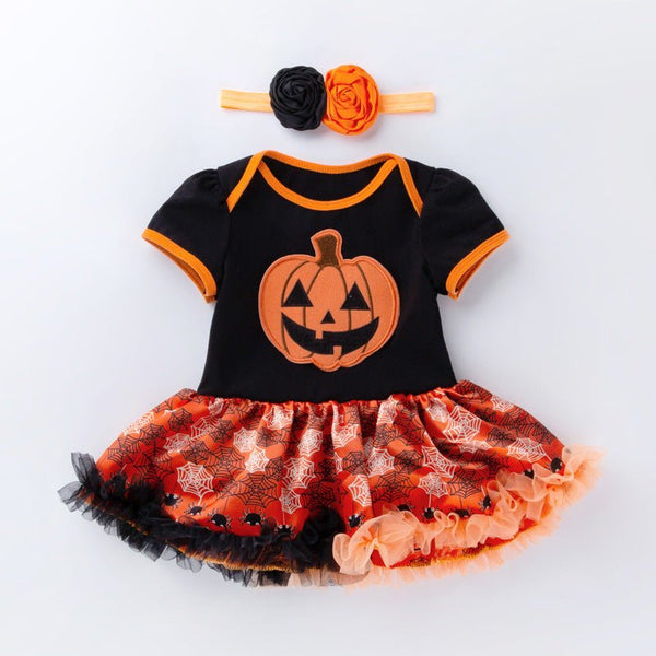 Halloween Pumpkin Short Sleeve Romper - Bay Buy Shopping