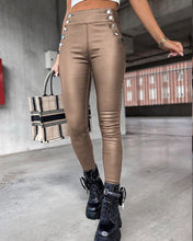 High Waist PU Leather Slim Fit Hip Raise Long Pants - Bay Buy Shopping