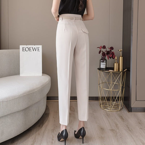 High - waist Women's Draped Loose And Thin Casual Cropped Trousers - Bay Buy Shopping