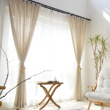 Japanese Linen Half Shade Curtain Solid Color Balcony Bedroom Living Room - Bay Buy Shopping