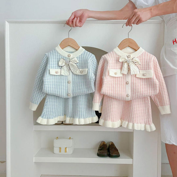 Kids' Sweater Skirt Knitted Cardigan Baby Two - piece Suit - Bay Buy Shopping
