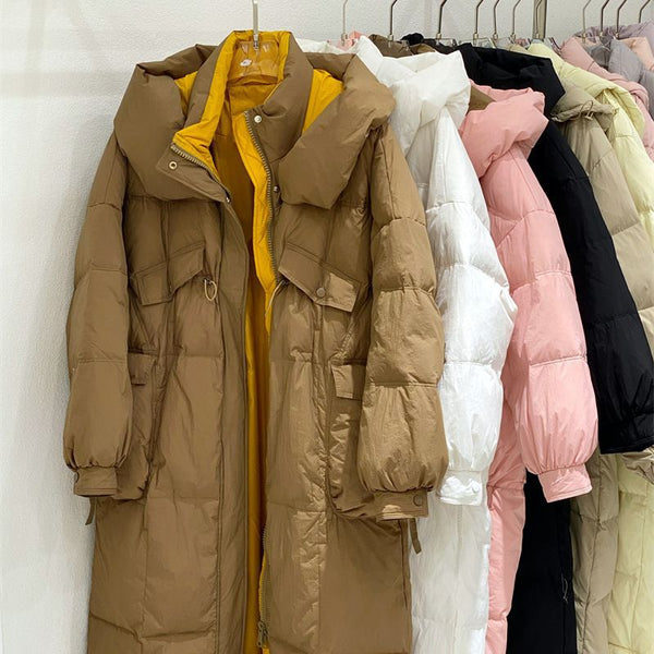 Korean Style Winter Clothes Hooded Women's Over - the - knee Quilt Down Jacket - Bay Buy Shopping