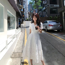 Lace Short - Sleeved Hollow Embroidery Cotton And Linen Dress - Bay Buy Shopping