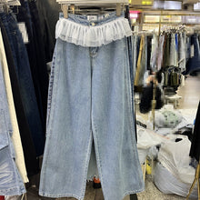 Lace Stitching High Waist Wide Leg Jeans - Bay Buy Shopping
