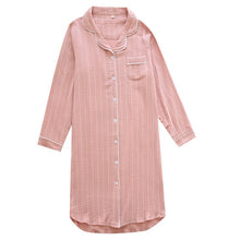 Ladies Cotton Long - sleeved Home Dress Stripe - Bay Buy Shopping