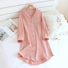Ladies Cotton Long - sleeved Home Dress Stripe - Bay Buy Shopping
