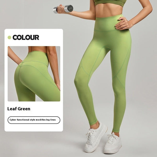 Line Contrast Color Yoga Pants Outdoor Mountaineering 7A Antibacterial Hip Lifting - Bay Buy Shopping