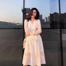 Long sleeve dress with lace embroidery - Bay Buy Shopping