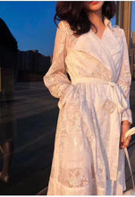 Long sleeve dress with lace embroidery - Bay Buy Shopping