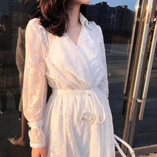 Long sleeve dress with lace embroidery - Bay Buy Shopping