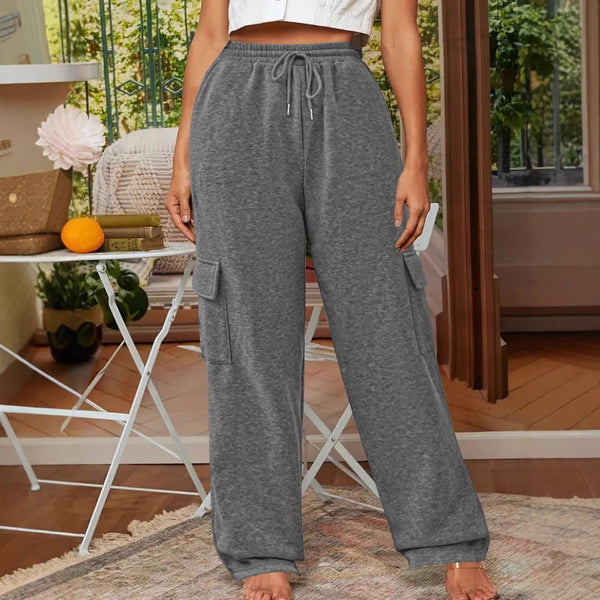 Loose Fashion Pocket Drawstring Women's Sweatpants - Bay Buy Shopping