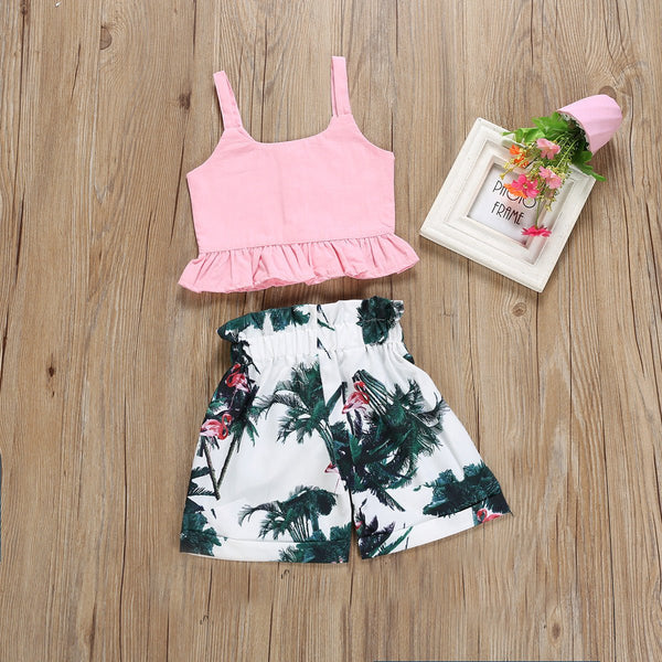 Maple flamingo print ruffled children's clothing - Bay Buy Shopping