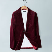 Men's Young And Middle - aged Slim - fit Lapel Velvet Jacket - Bay Buy Shopping