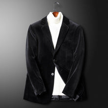 Men's Young And Middle - aged Slim - fit Lapel Velvet Jacket - Bay Buy Shopping
