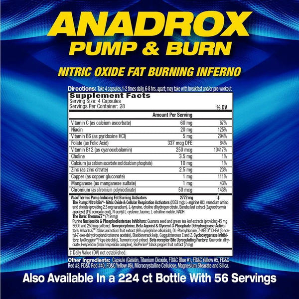 MHP Anadrox Pump & Burn - 112 Capsules Energy Pump Fatloss - Bay Buy Shopping