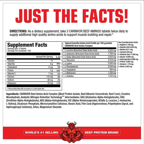 MuscleMeds Carnivor Beef Amino – 300 Tablets | 100% Beef Amino Acid Formula - Bay Buy Shopping