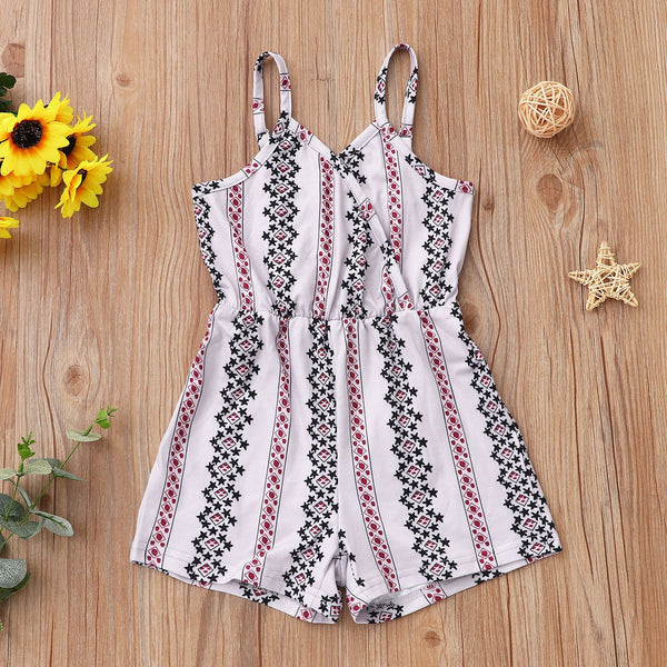 New Children's Clothing Girls Floral Striped Overalls Jumpsuit - Bay Buy Shopping