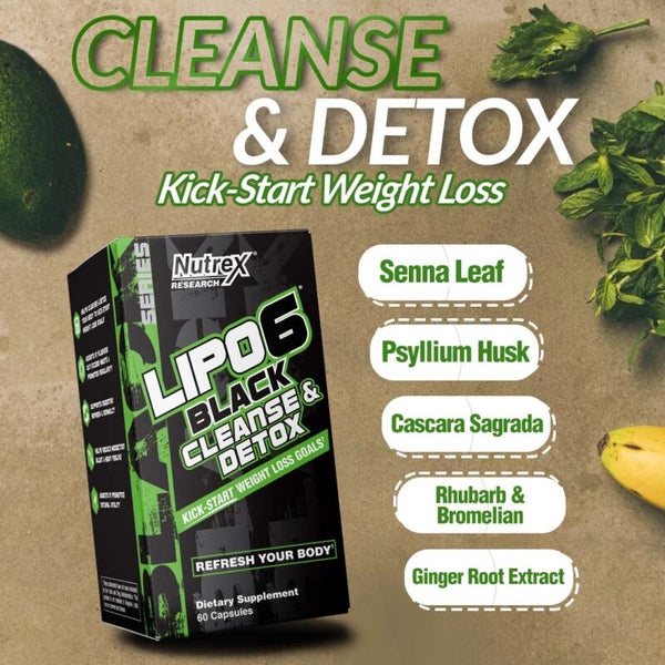 Nutrex Research Lipo - 6 Black Cleanse & Detox 60 Capsules - Refresh Your Body - Bay Buy Shopping
